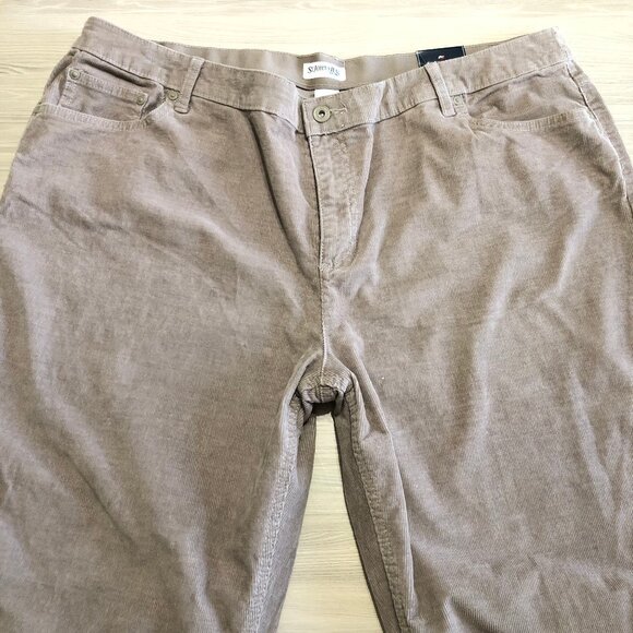 St Johns Bay Womens Corduroy Pants Comfort Waist Cord Oatmeal Tan Plus Size 22W - Picture 5 of 11